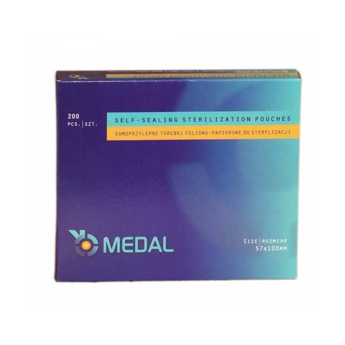 Torebki do sterylizacji Medal 57x100mm 200 sztuk Indigo